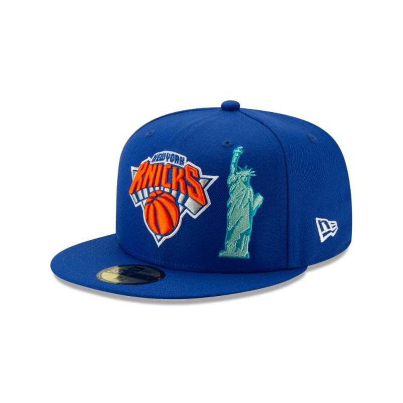 NBA New York Knicks Team Describe 59Fifty Fitted (ATK5748) - Blue New Era Caps